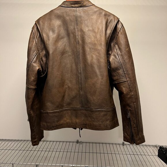 J.Crew “Stockton Racer” Leather Jacket (Brown), L – Like New - Picture 3 of 3